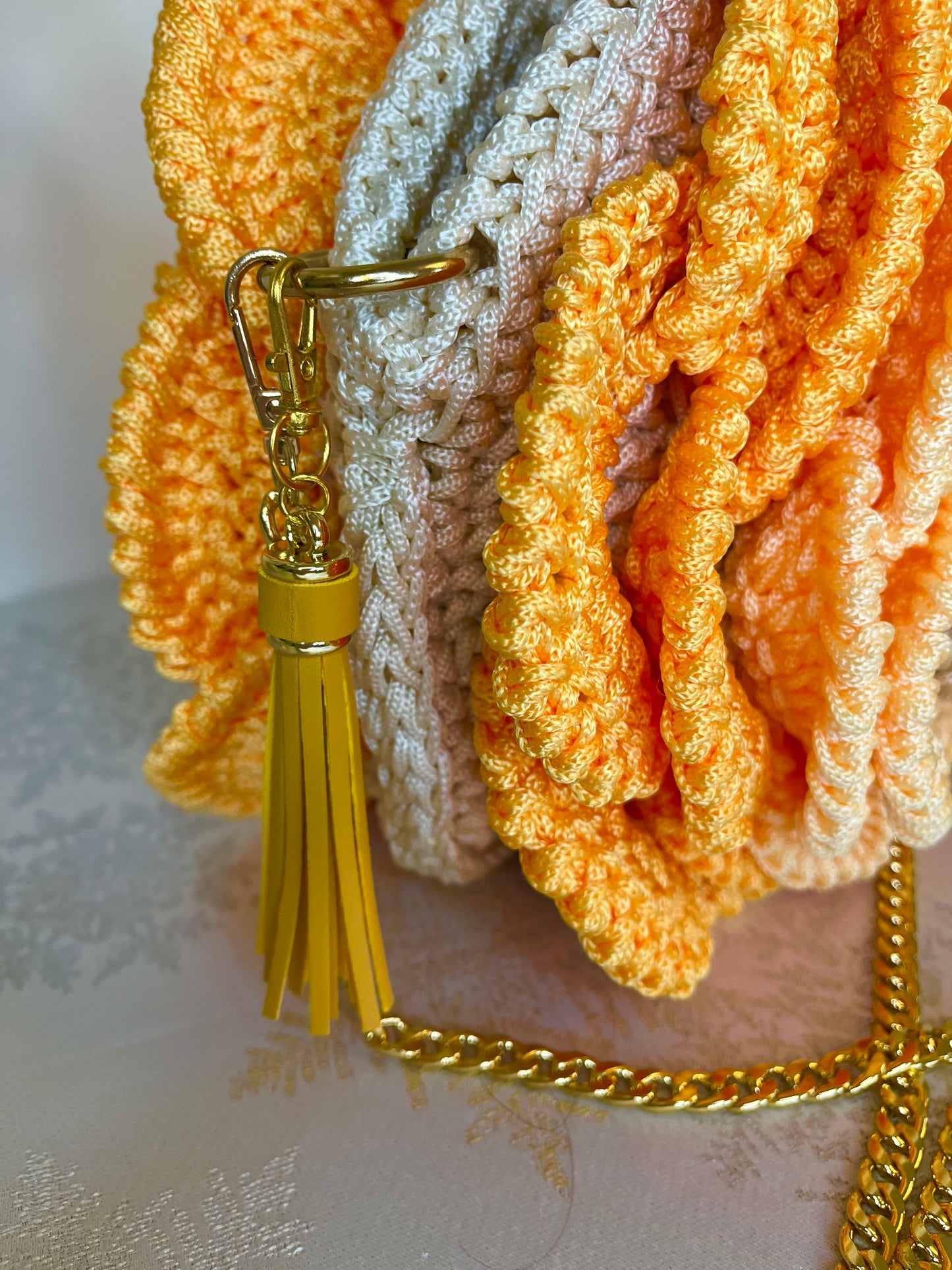“SAFFRON” - Peony Rose Collection Crochet Bag