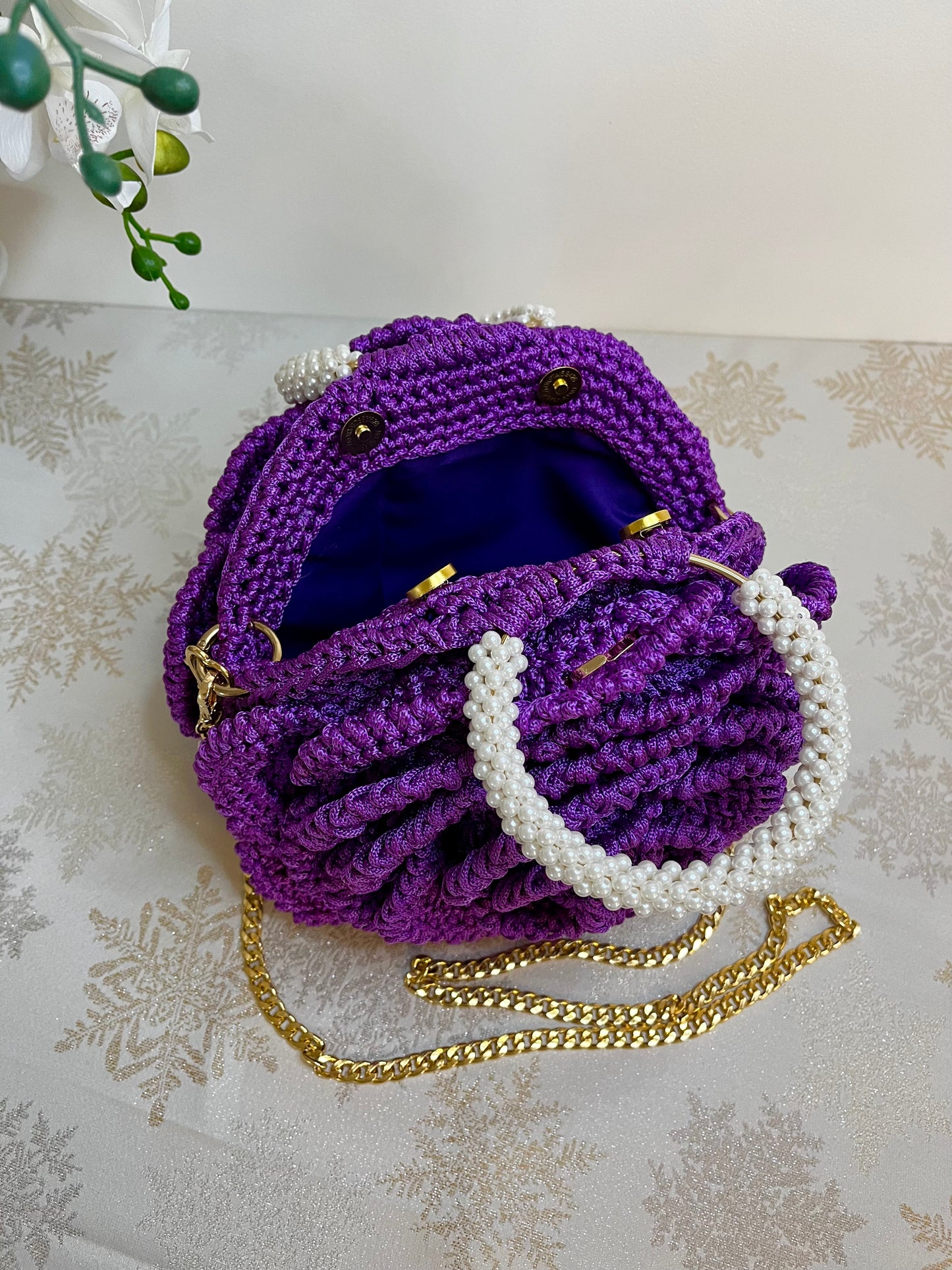 “VIOLET” - Peony Rose Collection Crochet Bag