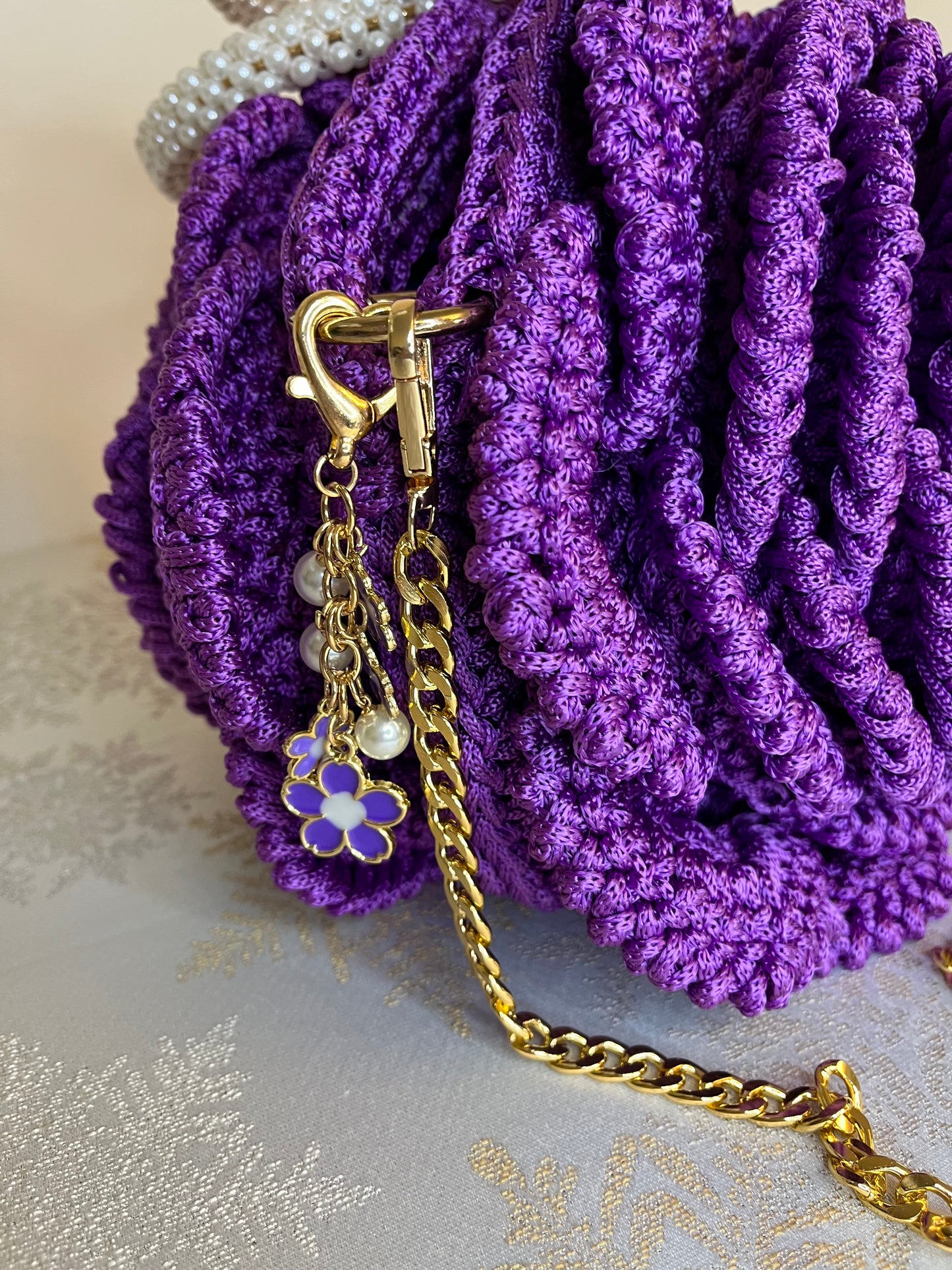 “VIOLET” - Peony Rose Collection Crochet Bag