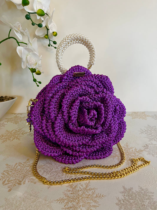 “VIOLET” - Peony Rose Collection Crochet Bag