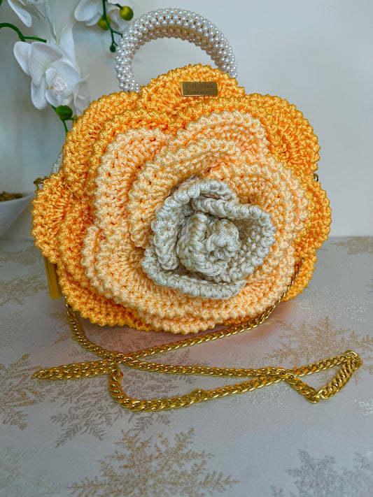 “SAFFRON” - Peony Rose Collection Crochet Bag